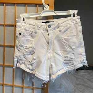 KanCan White Jean Shorts Distressed Frayed Hem